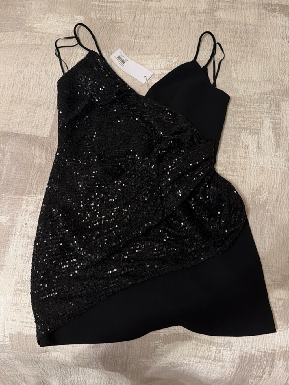 Rebecca Vallance black sequin mini dress